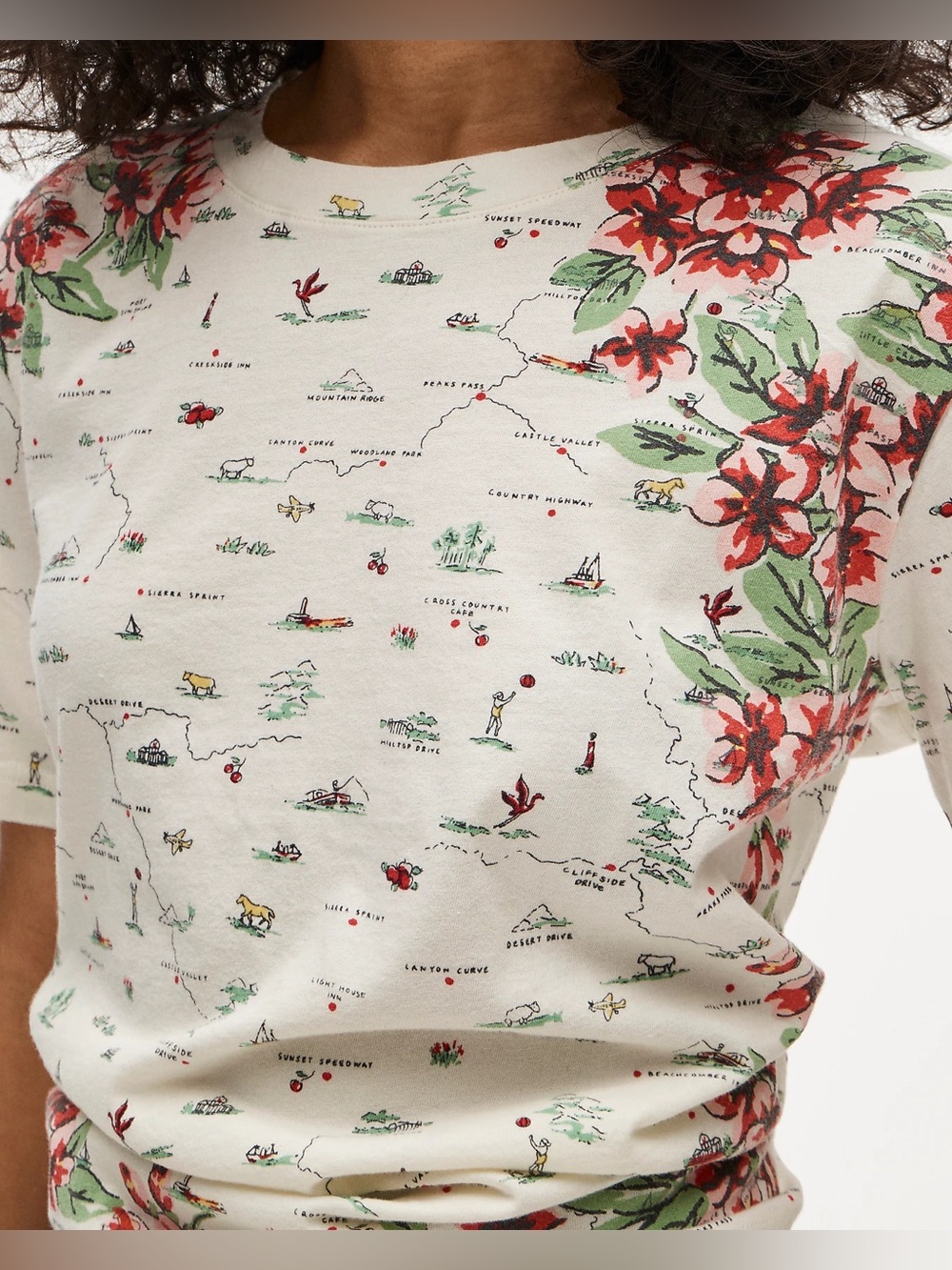 J Crew Broken In Jersey Map Scarf Shirt - Picture 1 of 3